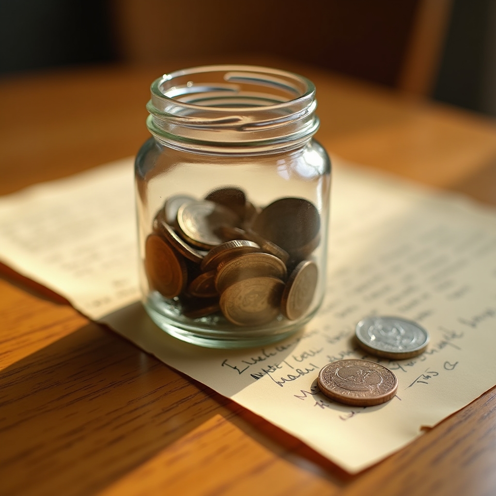 Glass jar with coins representing an emergency fund being built gradually