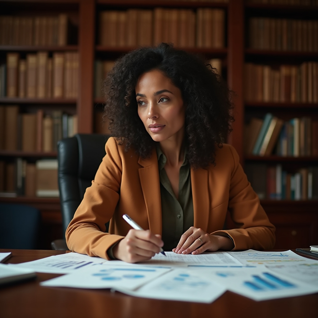 Person studying personal finance with charts and notebooks